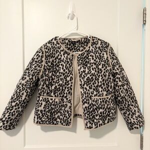 H&M Leopard Print Quilted Jacket - Black and Cream